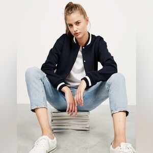 Authentic American Heritage Women's Black Tie Knit Varsity Jacket Size XL